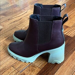 Sorel Brex Leather Platform Block Heel Chelsea Boots
